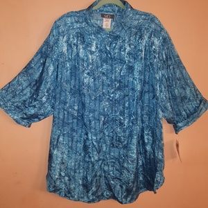 Brand New Plus Size Button Blue Top